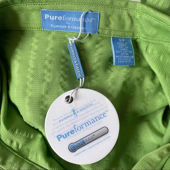 Fairway & Greene Pureformance Golf Polo Shirt Solid Green Apple S NWT - Picture 7 of 11